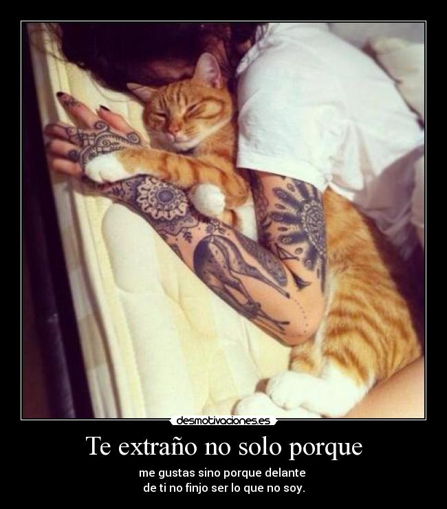 Te extraño no solo porque - me gustas sino porque delante
de ti no finjo ser lo que no soy.