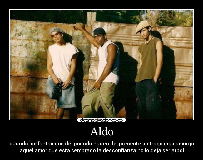 Aldo - cuando los fantasmas del pasado hacen del presente su trago mas amargo
aquel amor que esta sembrado la desconfianza no lo deja ser arbol