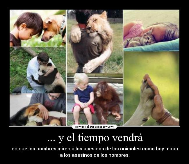 ... y el tiempo vendrá - en que los hombres miren a los asesinos de los animales como hoy miran
a los asesinos de los hombres.