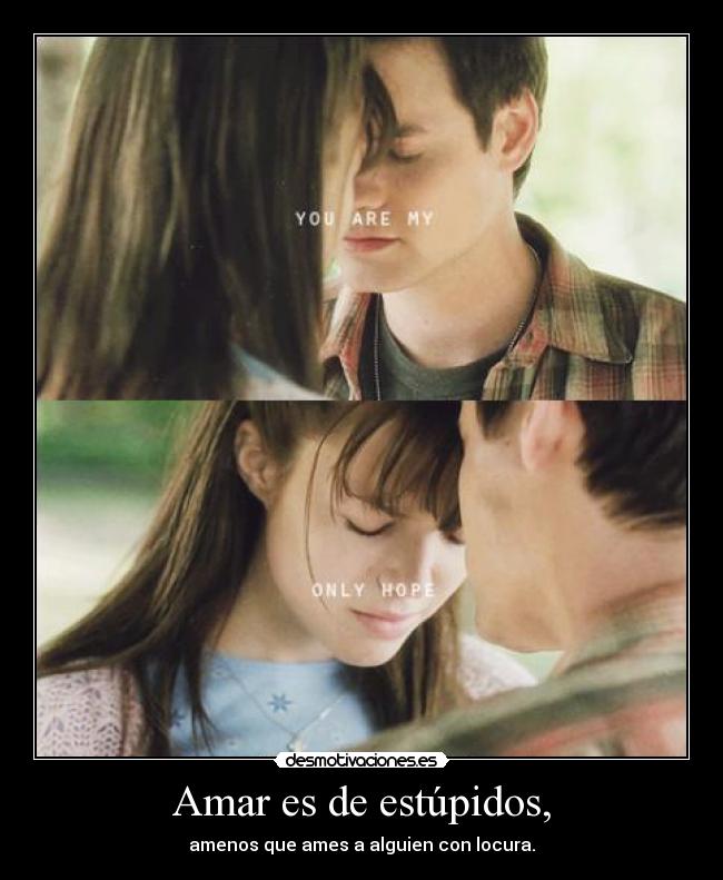 Amar es de estúpidos, - amenos que ames a alguien con locura.