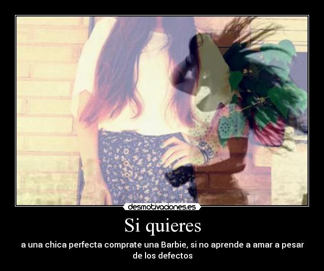 Si quieres - a una chica perfecta comprate una Barbie, si no aprende a amar a pesar
de los defectos