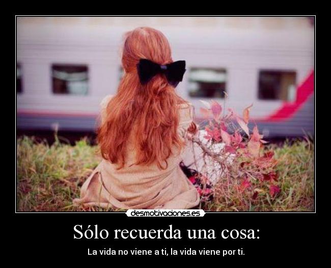 Sólo recuerda una cosa: - La vida no viene a ti, la vida viene por ti.