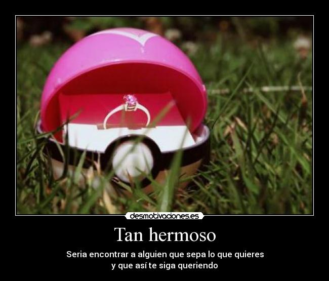 Tan hermoso - Seria encontrar a alguien que sepa lo que quieres
y que así te siga queriendo