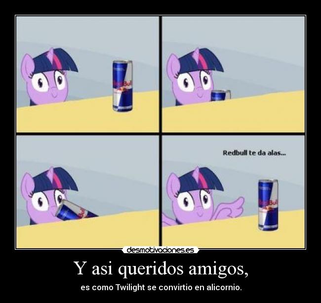 Y asi queridos amigos, - es como Twilight se convirtio en alicornio.