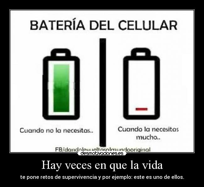 Hay veces en que la vida - te pone retos de supervivencia y por ejemplo: este es uno de ellos.