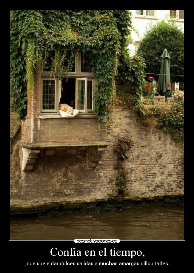 Confía en el tiempo, - ,que suele dar dulces salidas a muchas amargas dificultades.