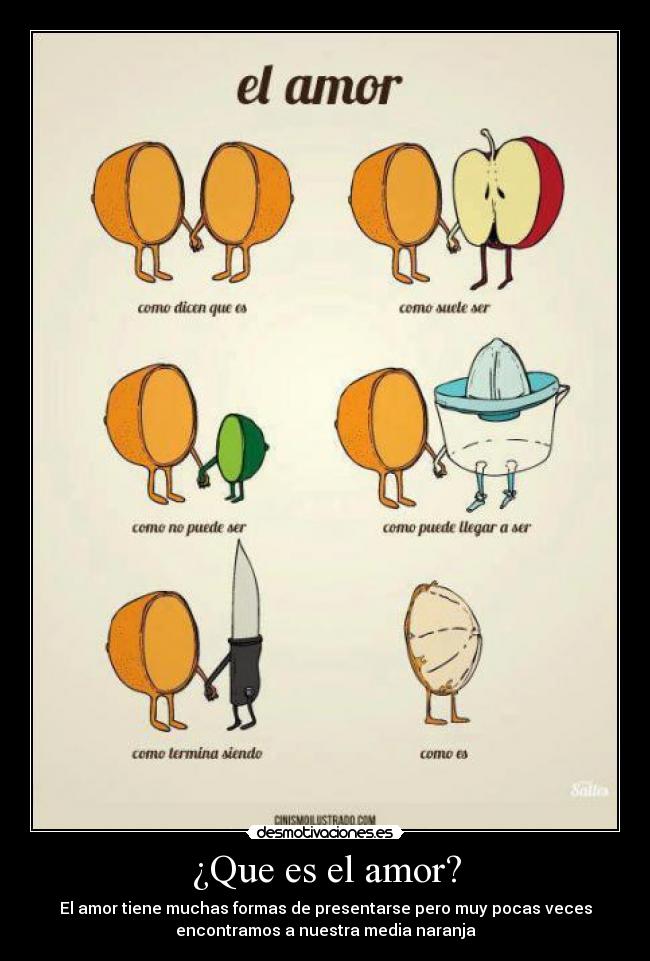 ¿Que es el amor? - El amor tiene muchas formas de presentarse pero muy pocas veces
encontramos a nuestra media naranja