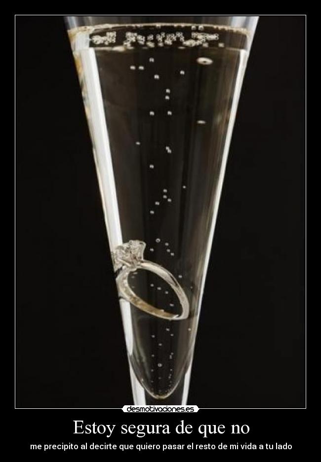 Estoy segura de que no - me precipito al decirte que quiero pasar el resto de mi vida a tu lado