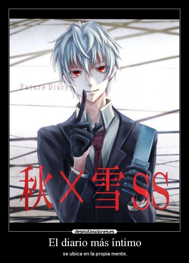 carteles resubido hablando diarios shinkasite anime mirai nikki akise aru desmotivaciones