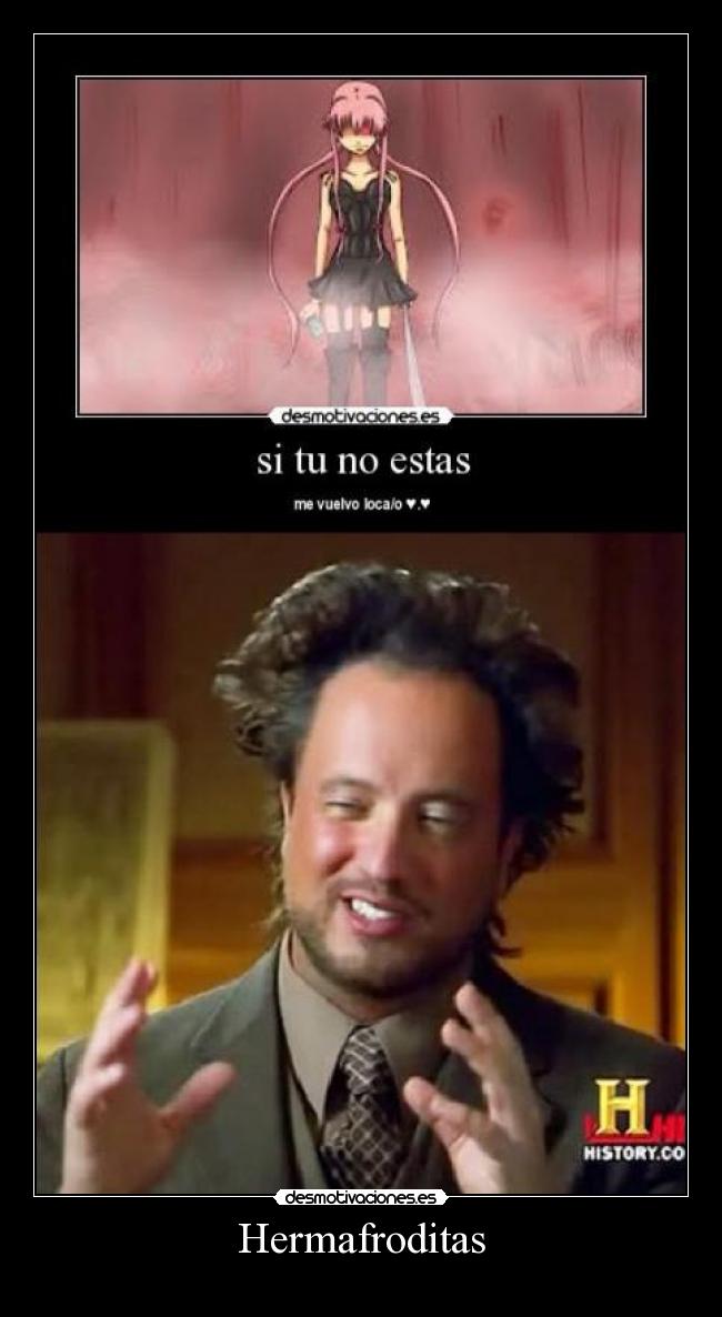 carteles raptorhunters nigatsu harukaze anime manga otaku mirai nikki gasai yuno amor hermafroditas aliens desmotivaciones