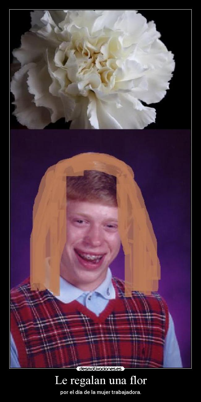 Le regalan una flor - por el día de la mujer trabajadora.