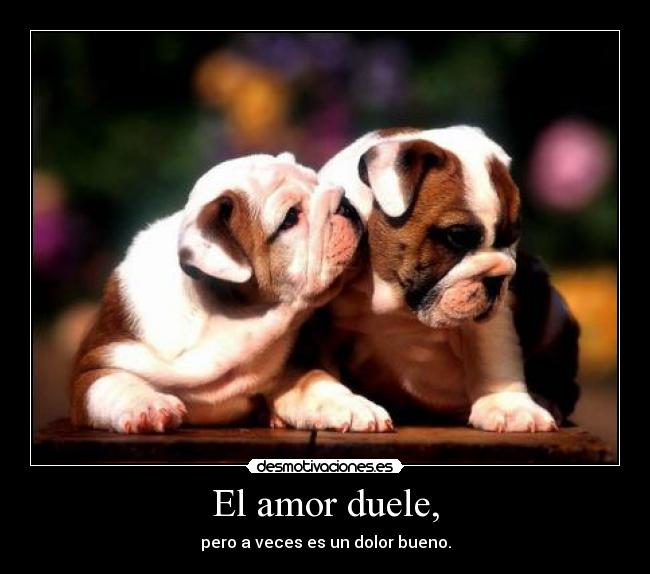 El amor duele, - pero a veces es un dolor bueno.