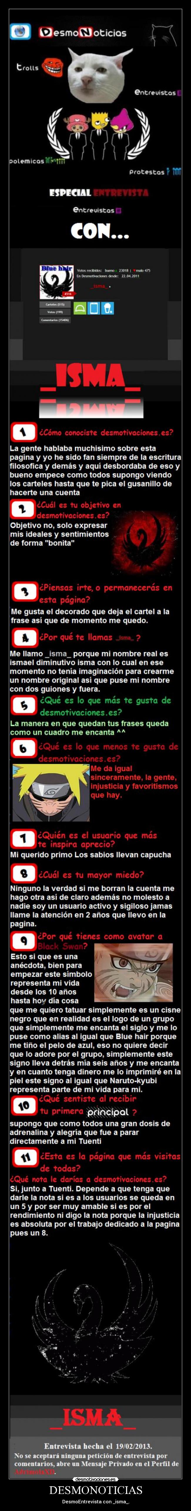 carteles desmonoticias desmoentrevista molaxd isma naruto black swan soty desmotivaciones