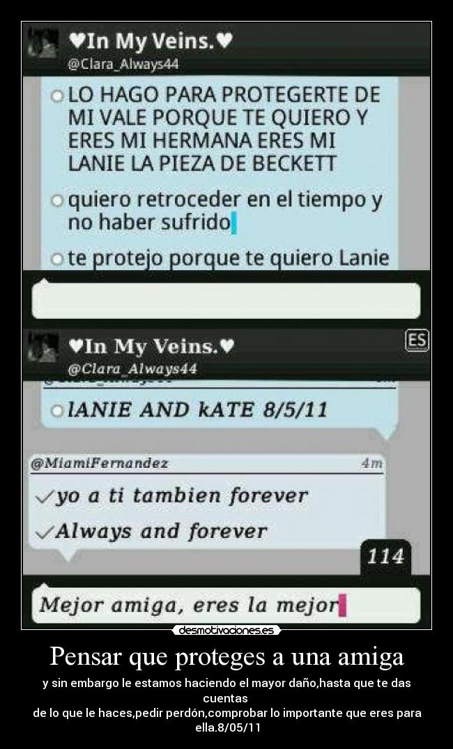 carteles pensar que proteges una amiga desmotivaciones