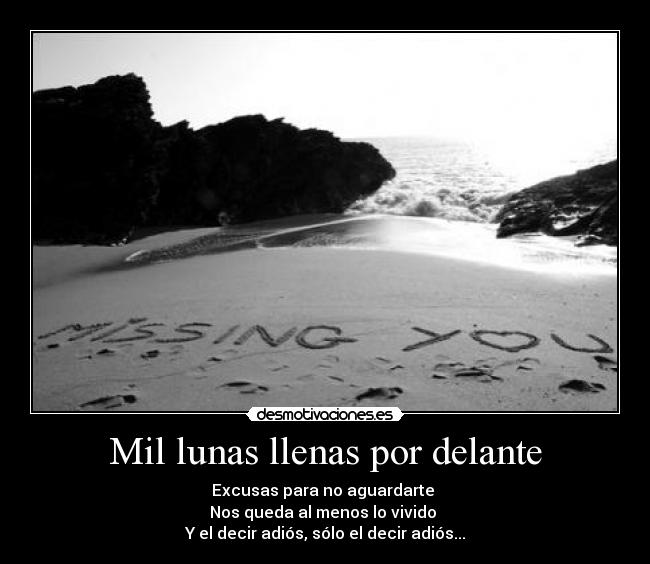 Mil lunas llenas por delante - Excusas para no aguardarte
Nos queda al menos lo vivido
Y el decir adiós, sólo el decir adiós...