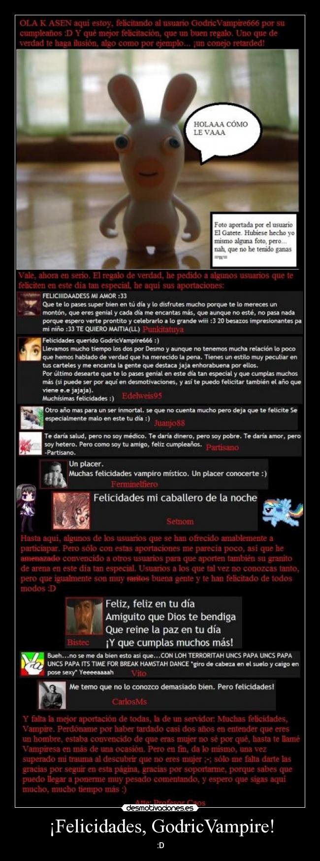 ¡Felicidades, GodricVampire! -
