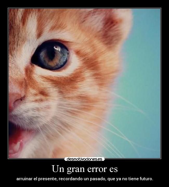 Un gran error es - arruinar el presente, recordando un pasado, que ya no tiene futuro.