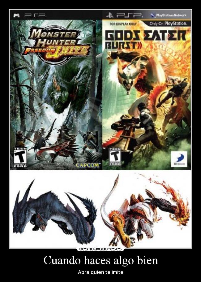 carteles monster hunter freedom unite gods eater burst psp narga naegakura karagura hannibal desmotivaciones