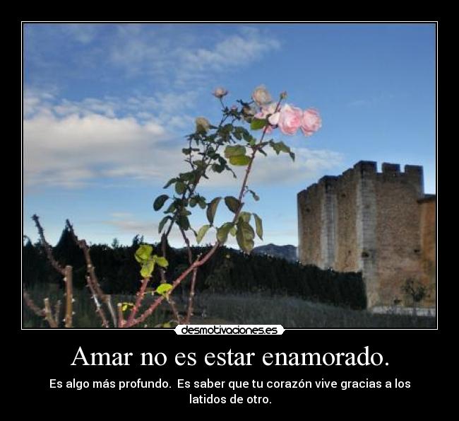 Amar no es estar enamorado. - Es algo más profundo. Es saber que tu corazón vive gracias a los latidos de otro.