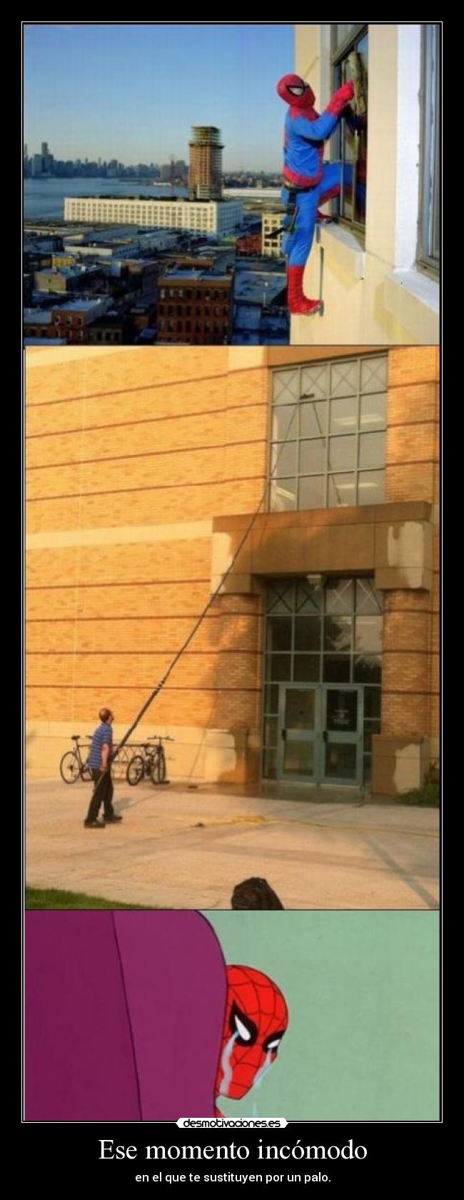 carteles clannayade lol spiderman dejo trabajo como limpiacristales dedico vender aspiradoras pob desmotivaciones