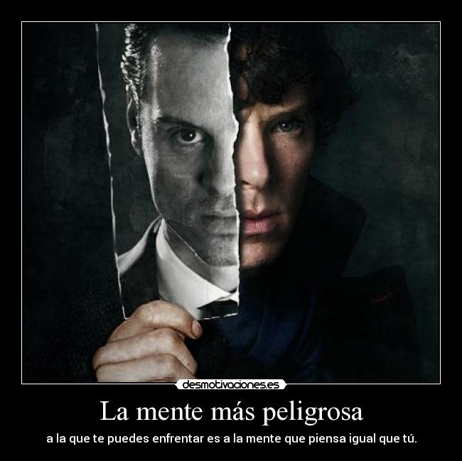 carteles raptorhunters sherlock holmes bbc jim moriarty moriartu rivales enemigos mente genios los dos gays desmotivaciones