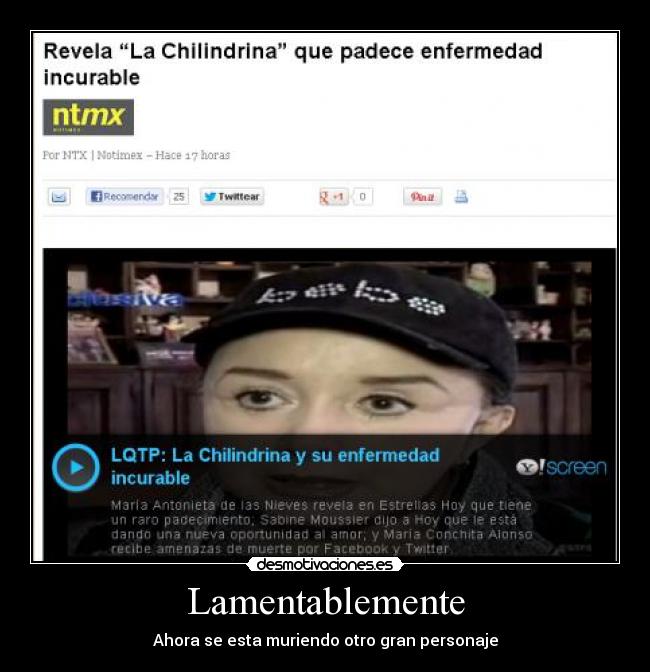 Lamentablemente - Ahora se esta muriendo otro gran personaje