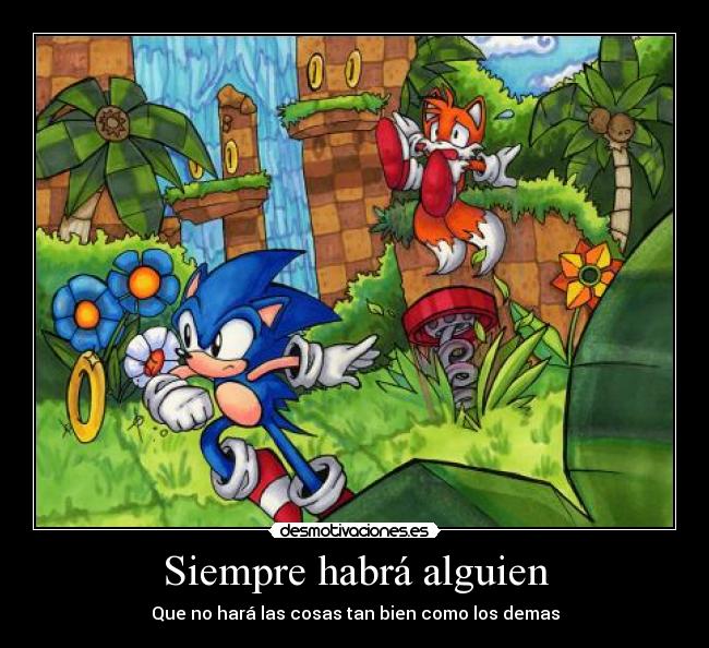 carteles sonic tails green hill zone desmotivaciones