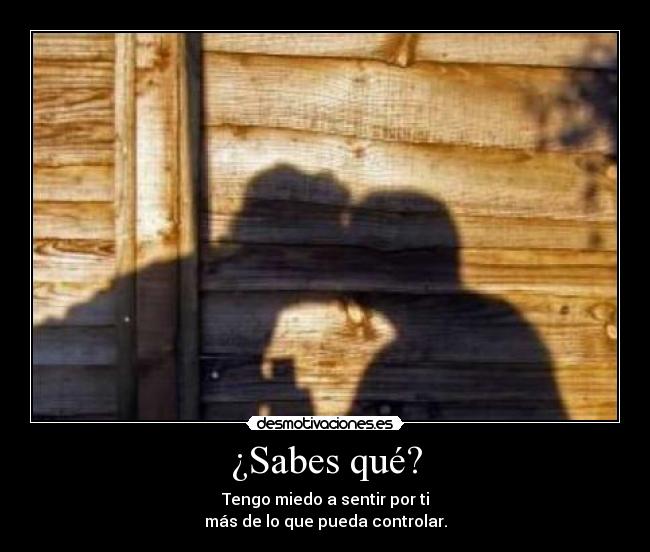 ¿Sabes qué? - Tengo miedo a sentir por ti
más de lo que pueda controlar.