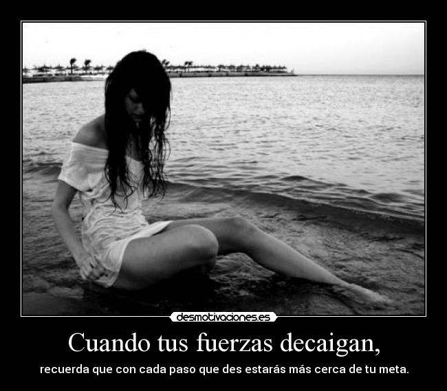Cuando tus fuerzas decaigan, - recuerda que con cada paso que des estarás más cerca de tu meta.