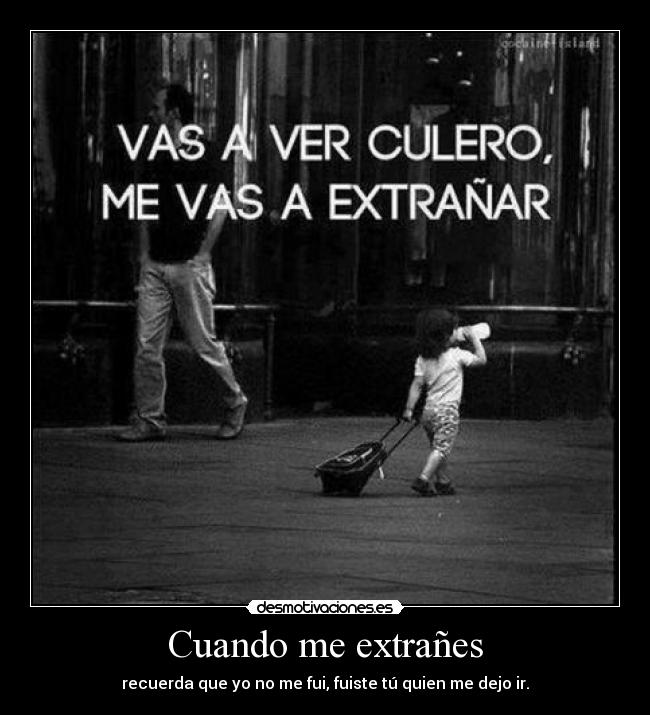 Cuando me extrañes - recuerda que yo no me fui, fuiste tú quien me dejo ir.