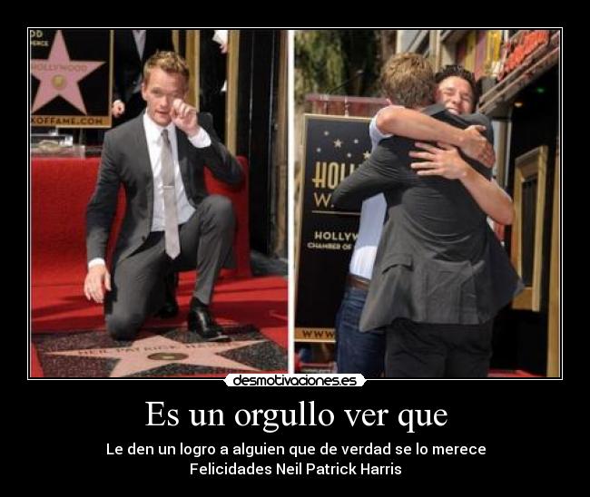 Es un orgullo ver que - Le den un logro a alguien que de verdad se lo merece
Felicidades Neil Patrick Harris