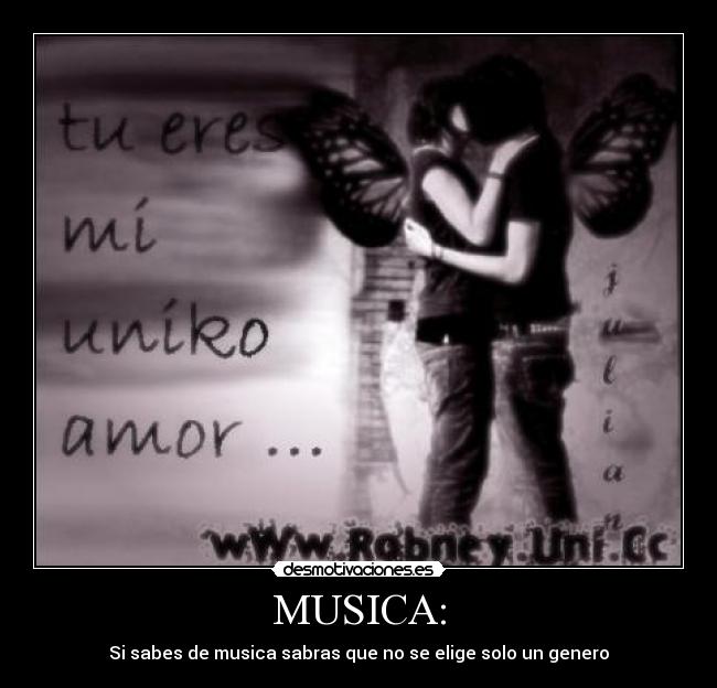 MUSICA: - Si sabes de musica sabras que no se elige solo un genero