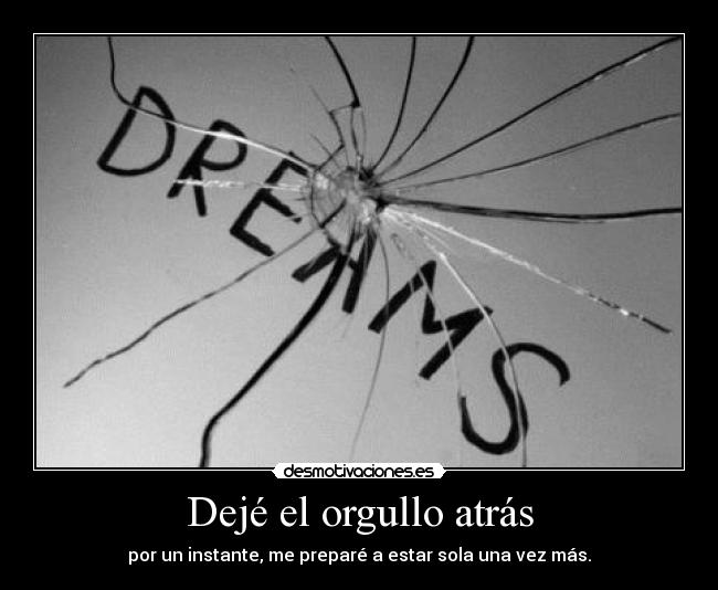 Dejé el orgullo atrás - por un instante, me preparé a estar sola una vez más.