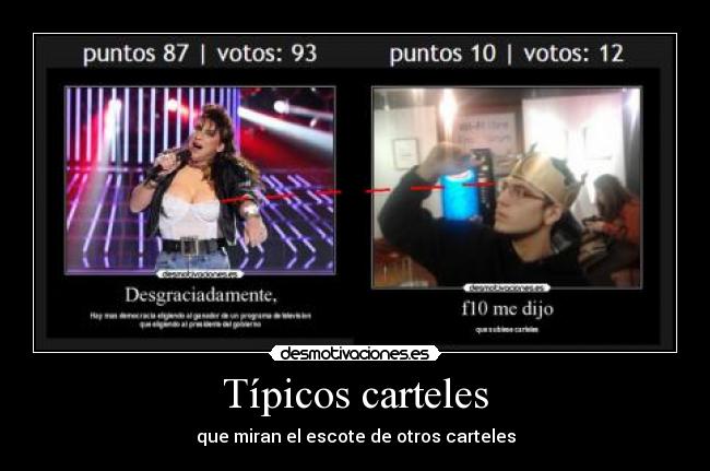 Típicos carteles - que miran el escote de otros carteles