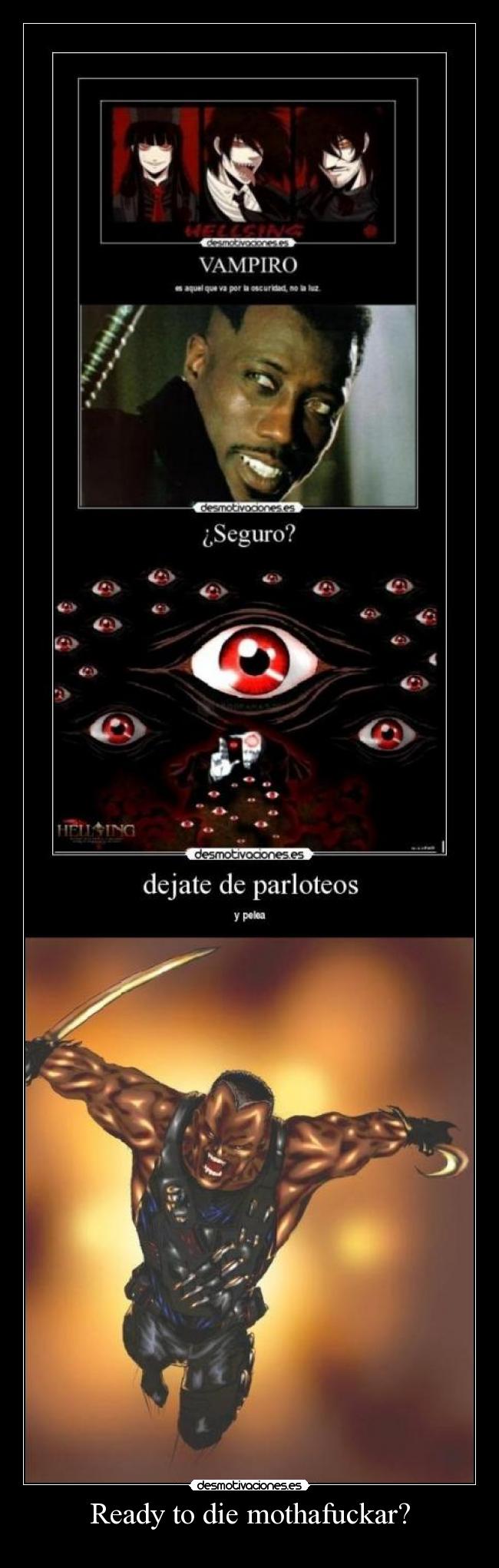 carteles blade alucard hellsing marvel vampiros desmotivaciones