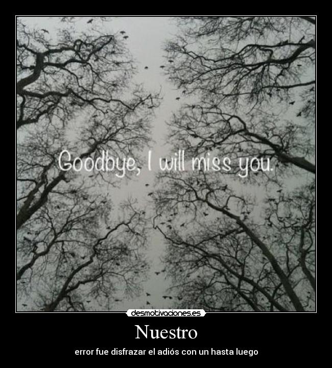 Nuestro - error fue disfrazar el adiós con un hasta luego