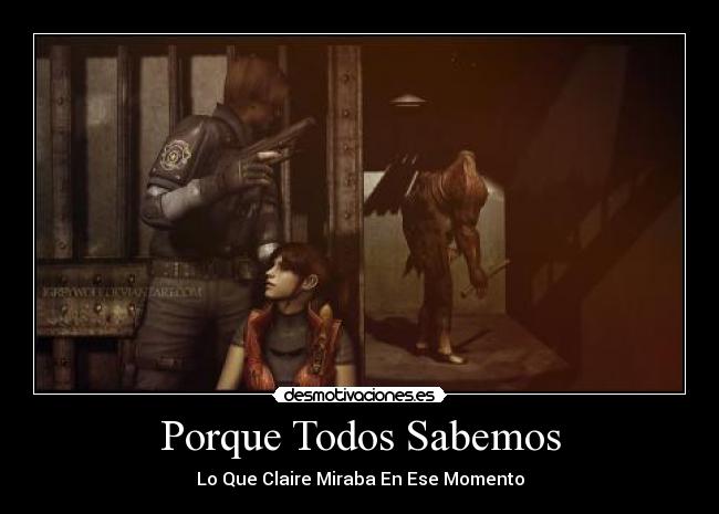 carteles claire redfield leon kennedy desmotivaciones