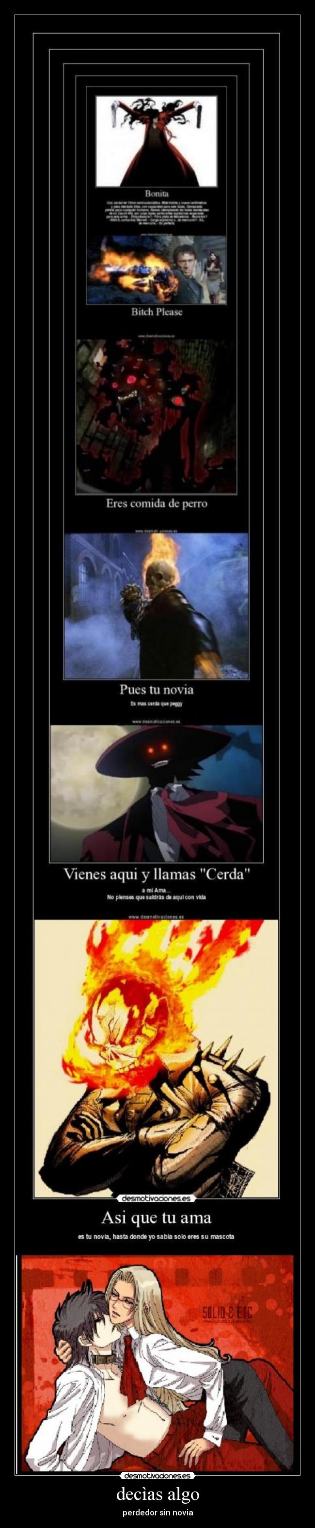 carteles anime alucard otaku hellsing ghost rider marvel desmotivaciones