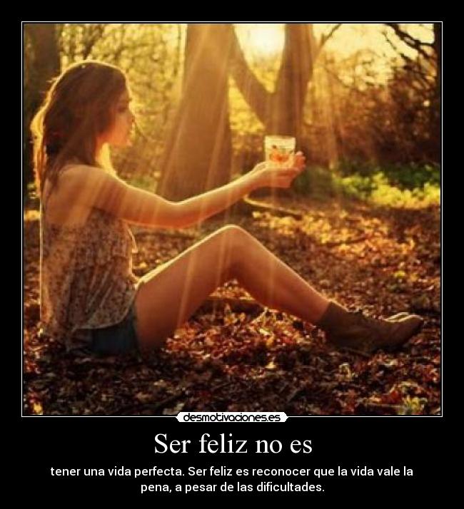Ser feliz no es - tener una vida perfecta. Ser feliz es reconocer que la vida vale la
pena, a pesar de las dificultades.
