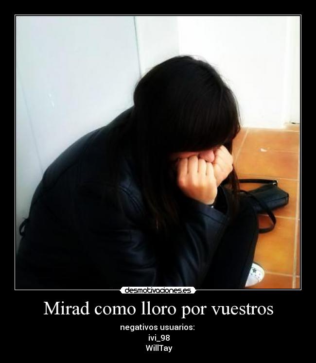 Mirad como lloro por vuestros - negativos usuarios:
ivi_98
WillTay