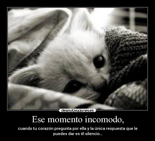 Ese momento incomodo, - cuando tu corazón pregunta por ella y la única respuesta que le
puedes dar es él silencio...