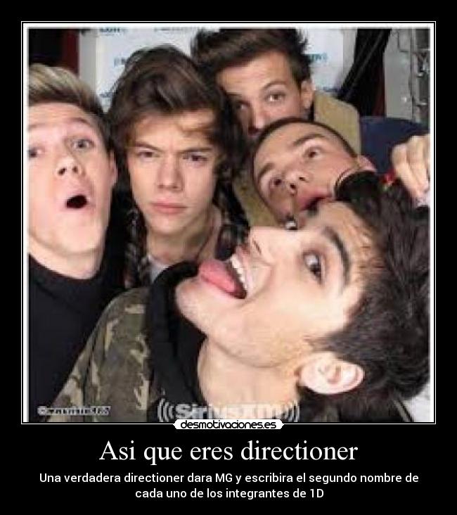 Asi que eres directioner - Una verdadera directioner dara MG y escribira el segundo nombre de
cada uno de los integrantes de 1D