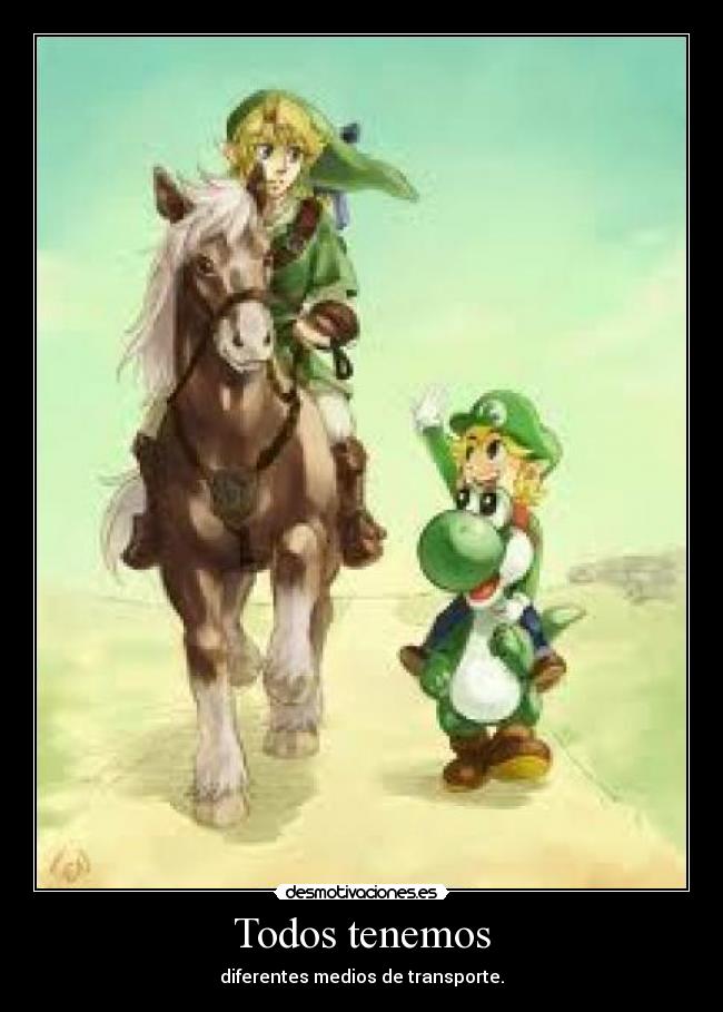 carteles videojuegos the legend zelda yoshi link luigo epona caballo transporte desmotivaciones