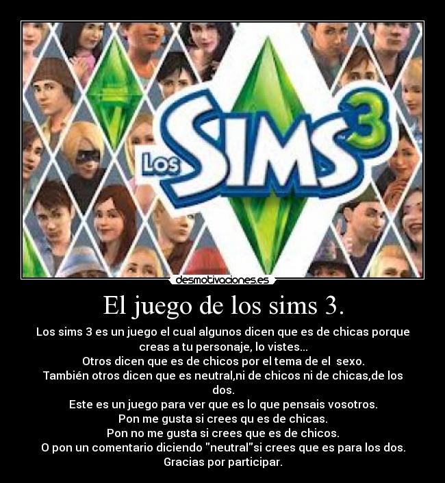 carteles juego sims desmotivaciones