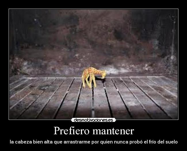 Prefiero mantener - la cabeza bien alta que arrastrarme por quien nunca probó el frío del suelo