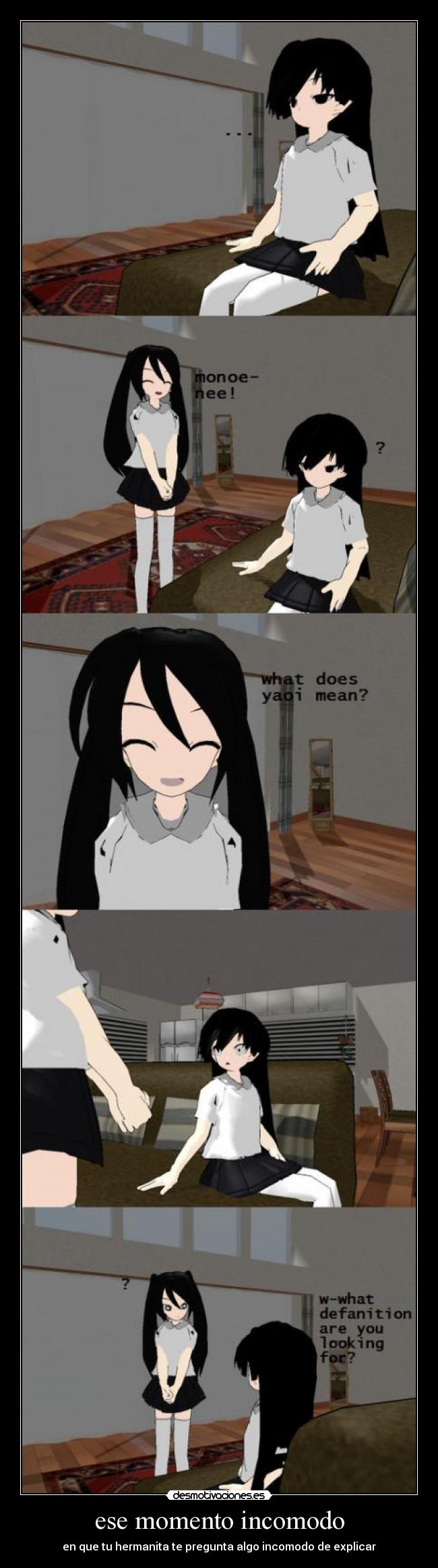 carteles yumenikki yaoi monoko monoe hermanita pregunta incomoda explicar diario mis suenos videojuegos desmotivaciones
