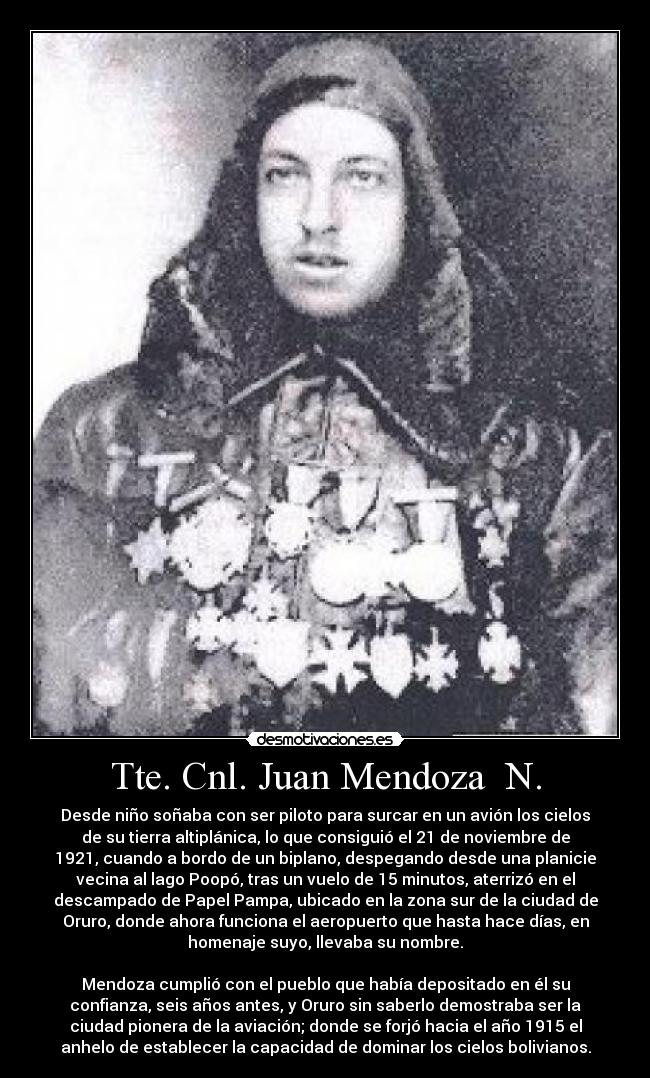 carteles juan mendoza heroe nacional oruro pionero aviacion boliviana primer piloto boliviano bolivia desmotivaciones