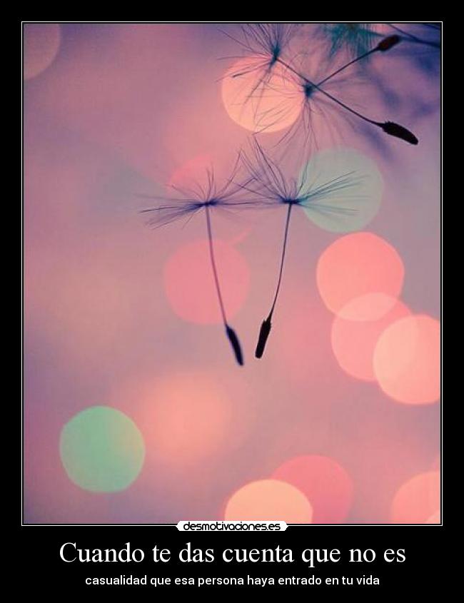 Cuando te das cuenta que no es - casualidad que esa persona haya entrado en tu vida