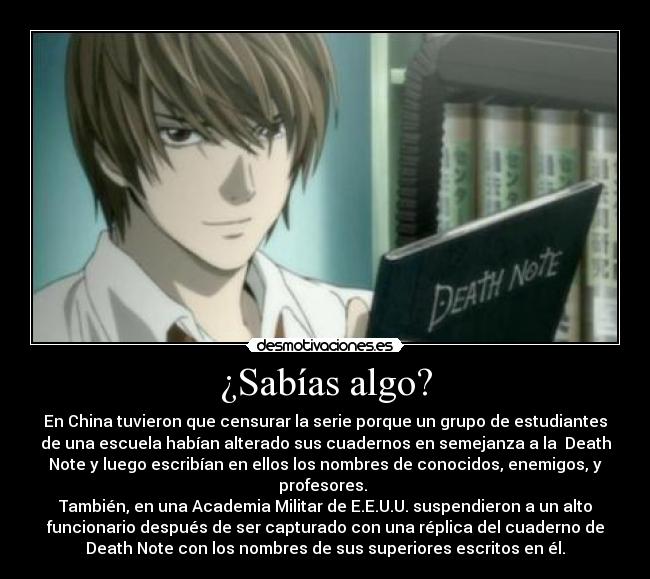 carteles death note curiosidad anime china escuela estudiantes companeros profesores militar academia desmotivaciones
