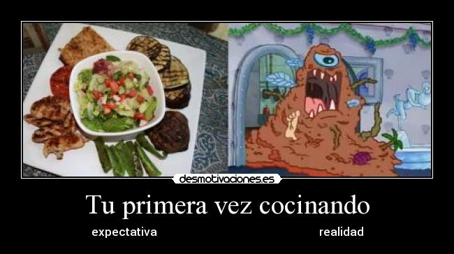 Tu primera vez cocinando - expectativa                                                          realidad